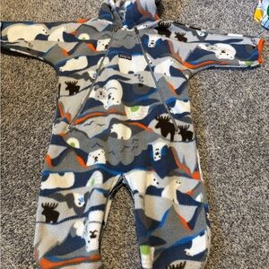 Patagonia Kids Fleece Suit - Gray and Orange